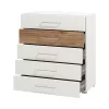 Chest of drawers Masilia 5F White - Flagstaff - White High Gloss Foil 90x41.5x98 cm