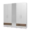 Wardrobe Masilia 5K4F2O White - Flagstaff - White High Gloss Foil 224x57x226.5 cm