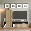 Wall Unit Chania Artisan Oak - Artisan Oak with Black Lines - Black 196x33x140 cm