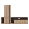 Wall Unit Chania Artisan Oak - Artisan Oak with Black Lines - Black 196x33x140 cm