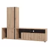 Wall Unit Chania Artisan Oak - Artisan Oak with Black Lines - Black 196x33x140 cm