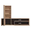 Wall Unit Chania Artisan Oak - Artisan Oak with Black Lines - Black 196x33x140 cm