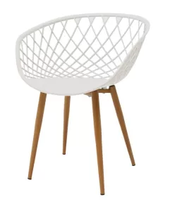 Chair Ezra white pp-natural metal leg 62x42x82cm