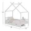 BED FOR KIDS KLARICE  t.MONTESSORI-2 DRAWERS- SOLID PINE WOOD IN WHITE- 190x90cm.