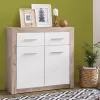 Storage Cabinet Etna 2K2F Grey Oak - White Lacquer 93*35*90.5 cm