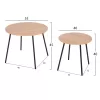 COFFEE TABLES 2PCS ROUND CUPPER  MELAMINE IN SONAMA-BLACK METAL Φ55x45Hcm.