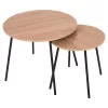 COFFEE TABLES 2PCS ROUND CUPPER  MELAMINE IN SONAMA-BLACK METAL Φ55x45Hcm.