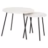 COFFEE TABLES 2PCS ROUND CUPPER  MELAMINE IN WHITE MARBLE-BLACK METAL Φ55x45Hcm.