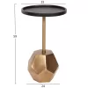 SIDE TABLE RUBIN  MANGO WOOD TOP IN BLACK-METAL BASE IN BRASS GOLD 35x35x59Hcm.