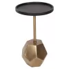 SIDE TABLE RUBIN  MANGO WOOD TOP IN BLACK-METAL BASE IN BRASS GOLD 35x35x59Hcm.