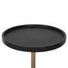 SIDE TABLE RUBIN  MANGO WOOD TOP IN BLACK-METAL BASE IN BRASS GOLD 35x35x59Hcm.