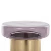 SIDE TABLE ROUND CARMO  PURPLE GLASS TOP-GOLD METAL BASE Φ39Χ54Hcm.