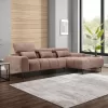 CORNER SOFA RIGHT DIVYA  SYNTHETIC SUEDE IN LIGHT BROWN 266x104x97Hcm.