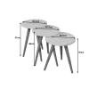 Side tables Perjene set of 3 pieces melamine in white shade and wooden legs