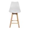 Bar stool Gaston white pp-pu and natural wood leg 56x48.5x104cm