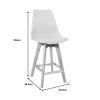 Bar stool Gaston white pp-pu and natural wood leg 56x48.5x104cm