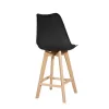 Bar stool Gaston black pp-pu and natural wood leg 56x48.5x104cm