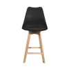 Bar stool Gaston black pp-pu and natural wood leg 56x48.5x104cm