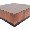 Granon Inart coffee table walnut-black solid teak wood-glass 80x80x32cm