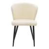 Chair Mattia ivory teddy fabric-black metal leg 55x53x80cm