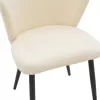 Chair Mattia ivory teddy fabric-black metal leg 55x53x80cm