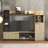 Wall Unit Retimno Artisan Oak - Artisan Oak with Black Lines - Black 208x33x158 cm