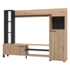 Wall Unit Retimno Artisan Oak - Artisan Oak with Black Lines - Black 208x33x158 cm