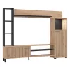 Wall Unit Retimno Artisan Oak - Artisan Oak with Black Lines - Black 208x33x158 cm