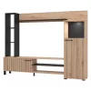 Wall Unit Retimno Artisan Oak - Artisan Oak with Black Lines - Black 208x33x158 cm