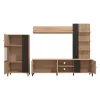 TV Composition Avignon Artisan Oak - Artisan Oak with Black Lines - Black 263x40x167 cm