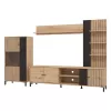 TV Composition Avignon Artisan Oak - Artisan Oak with Black Lines - Black 263x40x167 cm