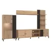 TV Composition Avignon Artisan Oak - Artisan Oak with Black Lines - Black 263x40x167 cm