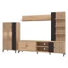 TV Composition Avignon Artisan Oak - Artisan Oak with Black Lines - Black 263x40x167 cm