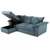 CORNER (LEFT) SOFA-BED WITH STORAGE SPACE ALDO  PETROL GREEN FABRIC 256x91-159x87Hcm.