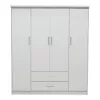 Wardrobe Olympus with 4 doors and drawers in white colour 159x57x183cm