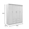 Wardrobe Olympus with 4 doors and drawers in white colour 159x57x183cm