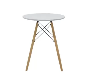 Julita table MDF white and natural beech wood Φ60x73cm