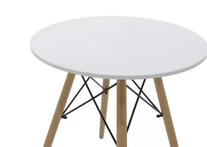 Julita table MDF white and natural beech wood Φ60x73cm