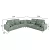 CORNER SOFA SYMMET  MINT FABRIC-GLOSSY ANTHRACITE LEGS 314x236x90-102Hcm.