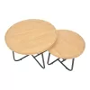 Crismory coffee table set of 2 pieces MDF in natural shade and black metal legs