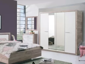 Wardrobe Astor 4K2O Grey Oak - White Lacquer 179.5*55.5*204 cm