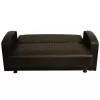 SOFABED 2-SEATER DIMOS  WITH PU LEATHER IN BLACK 155x85x95H cm