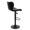 Bar stool Cozi adjustable height black matte metal with PU in black