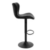 Bar stool Cozi adjustable height black matte metal with PU in black