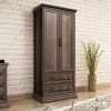 Wardrobe Mozart with 2 doors and drawers in walnut colour 83x52x202,5cm