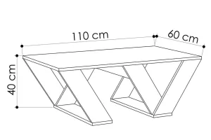 Τραπέζι σαλονιού PIPRA σε χρώμα λευκό 110x60x40