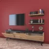 TV unit Kasia oak-black marble 180x35x48,5cm