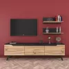 TV unit Kasia oak-black marble 180x35x48,5cm