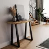 Bar-console table Miles solid wood 4cm natural-foot black 120x53x97cm