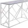 JANA FB98620.01 CONSOLE TABLE WITH GLASS AND CHROME BASE 120X40X78Y EK.